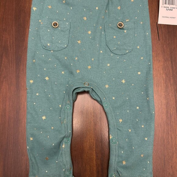 NWT Jessica Simpson Green Romper w/Gold Stars Size 3-6 Months - Picture 4 of 14